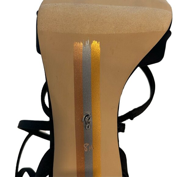 Sam Edelman Layton Feather-Trimmed Satin Sandals, Black, Size 8.5 - Picture 8 of 8